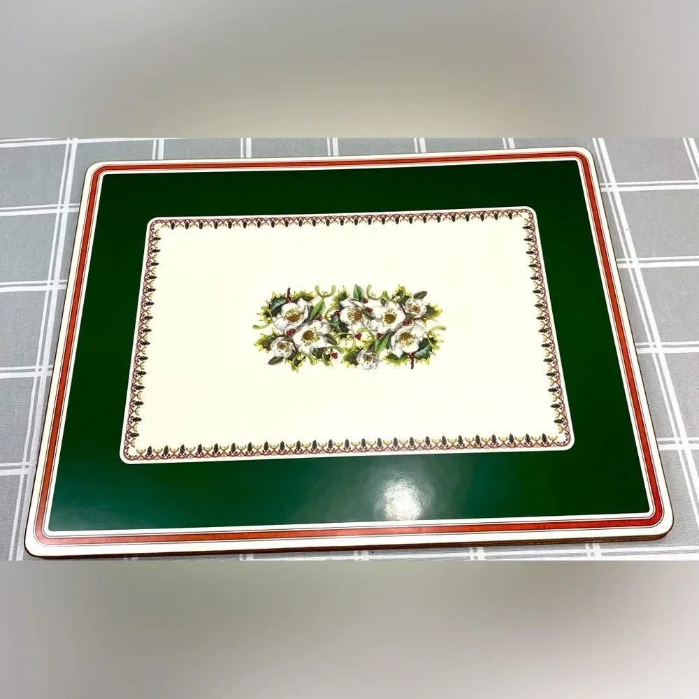 Spode Christmas Rose Large Acrylic Finish Corkboard Back Placemats Box Set of 4